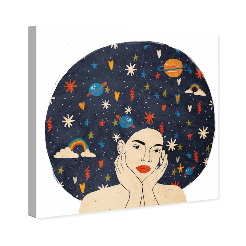 Wynwood Studio Canvas Abstract Colorful Cosmic Hair Blue and Modern & Contemporary Wall Art Canvas Print