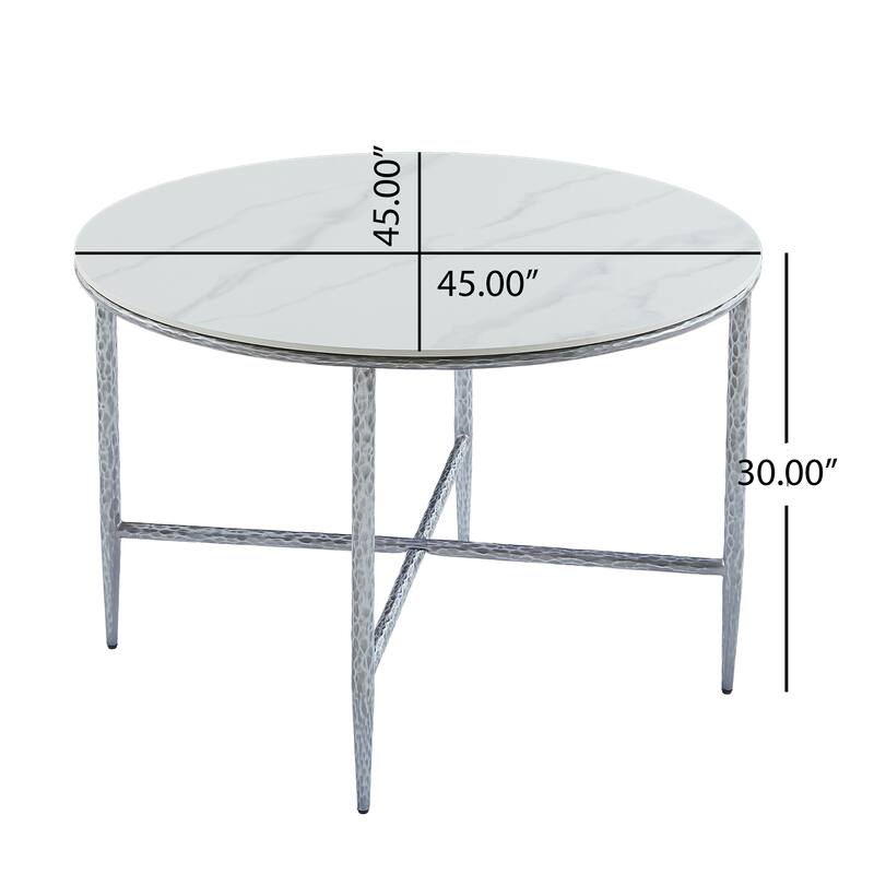Christopher Knight Home - Modern Sintered Stone Round Dining Table with Forged Brass Metal Legs