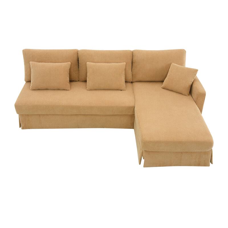 Interchangeable Chaise L-Shaped Sofa with Skirted Design for Living or Guest Rooms