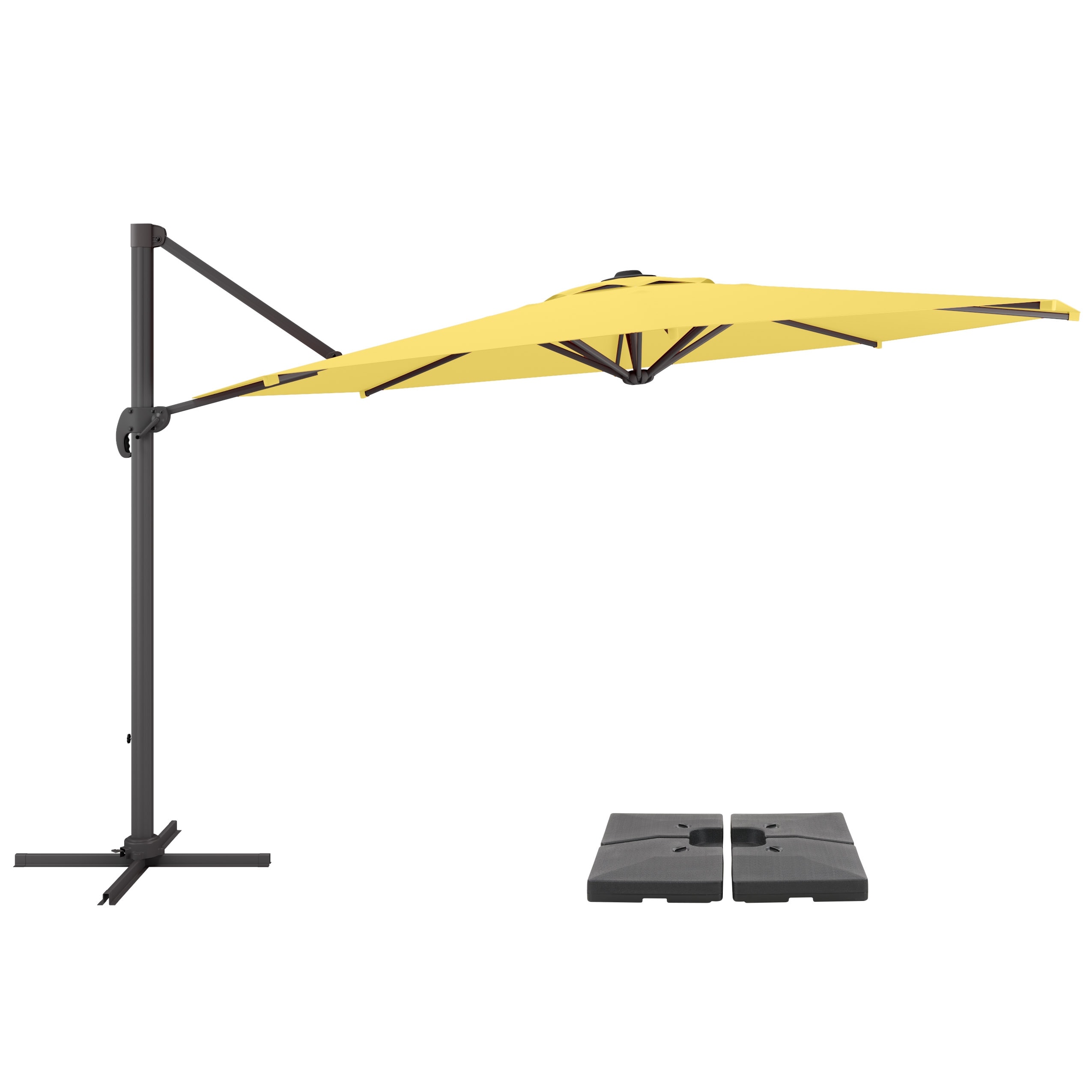 Shop Black Friday Deals On Corliving 11 5 Uv Resistant Deluxe Yellow Patio Umbrella With Base On Sale Overstock 31730756