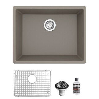 Karran Undermount 24.38 in Single Bowl Quartz Kitchen Sink Kit