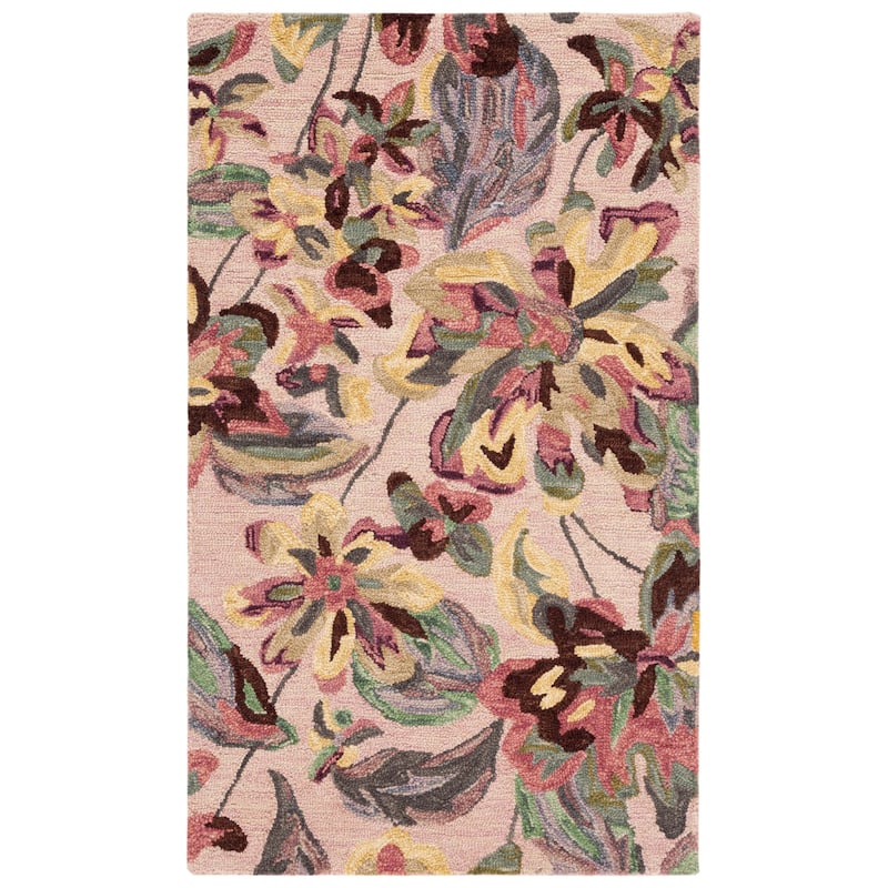SAFAVIEH Handmade Blossom Clasien French Country Floral Wool Rug - 3' x 5' - Pink/Gold