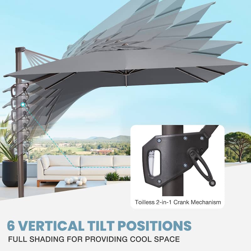 VredHom Patio Outdoor 9 x 11 FT Cantilever-Offset Umbrella with Premium Weight Base