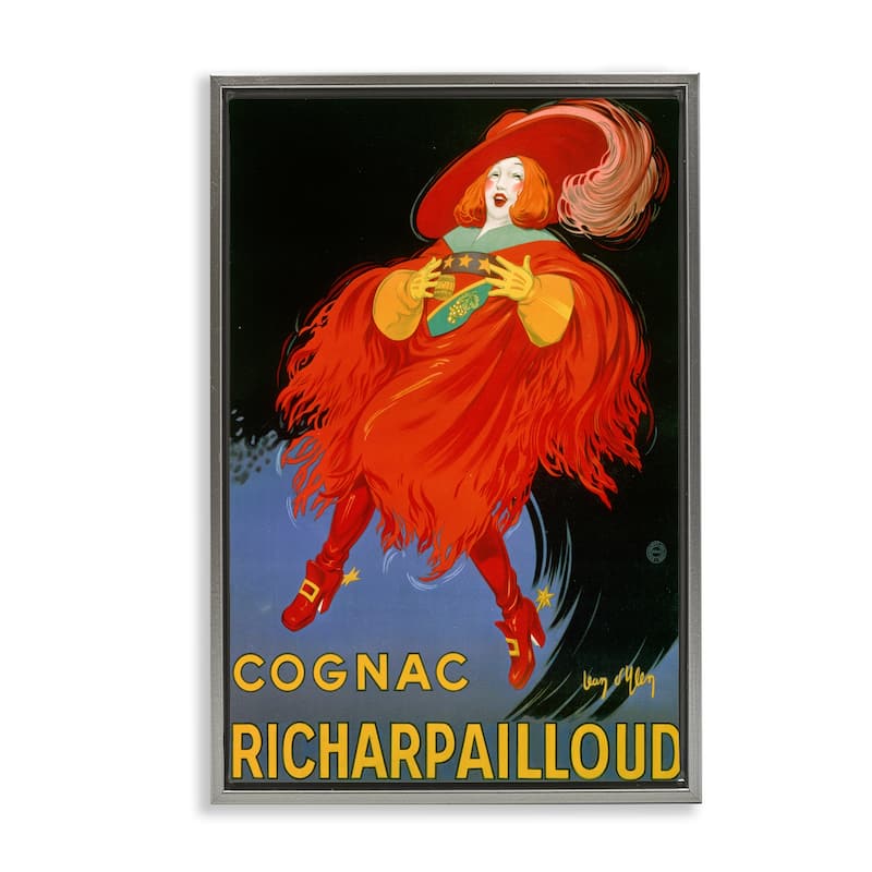 Stupell Vintage Cognac Advertisement Framed Floater Canvas Wall Art Design By Marcus Jules - 17 x 25 - Grey