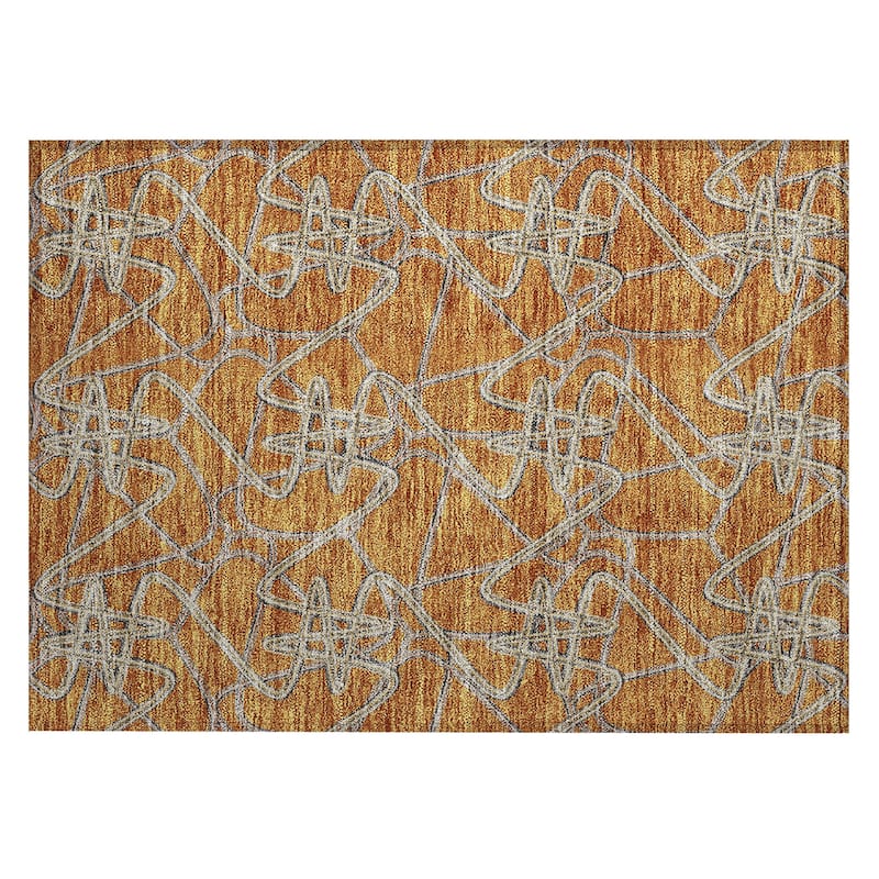 Machine Washable Indoor/ Outdoor Contemporary Links Chantille Rug