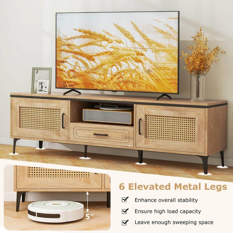 Costway Boho TV Stand for 65 Inch TVs Modern Entertainment Center with - See Details