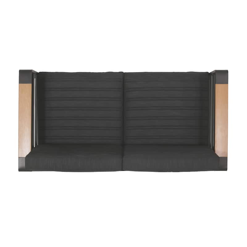 Giovanna Outdoor Black Aluminum Loveseat with Charcoal Cushions by Christopher Knight Home - 56.75" L x 27.50" W x 24.75" H
