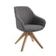 Art Leon Classical Swivel Office Accent Chair with Wood Legs - Walnut Finished Wood Legs - Dark Gray Fabric