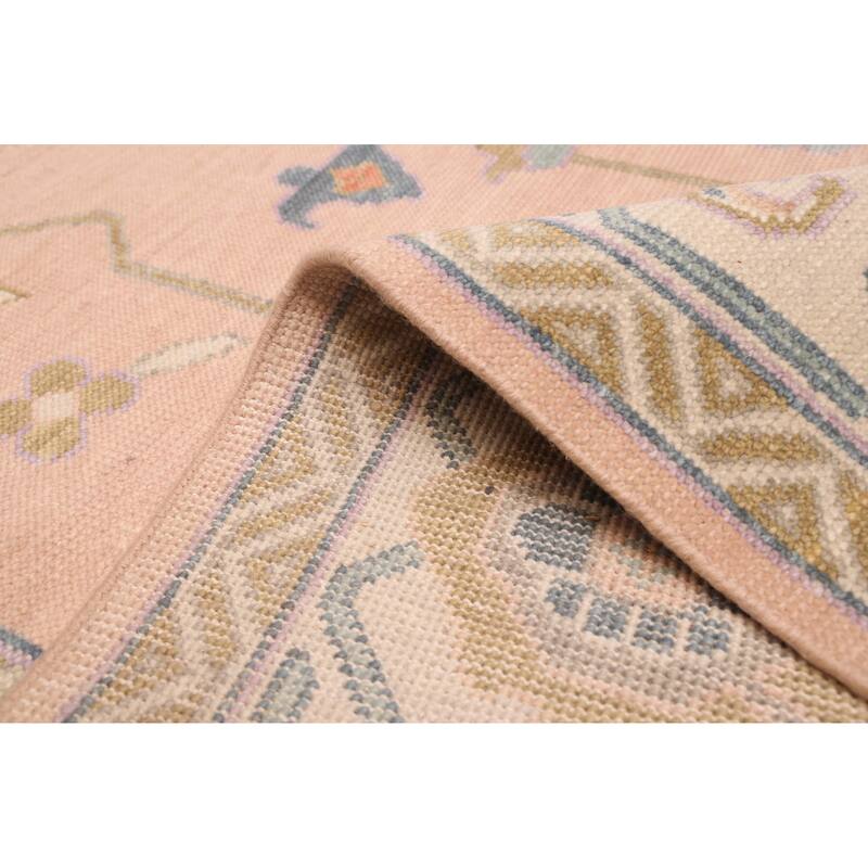 ECARPETGALLERY Hand-knotted Modern Oushak Salmon Wool Rug - 8'11 x 11'9