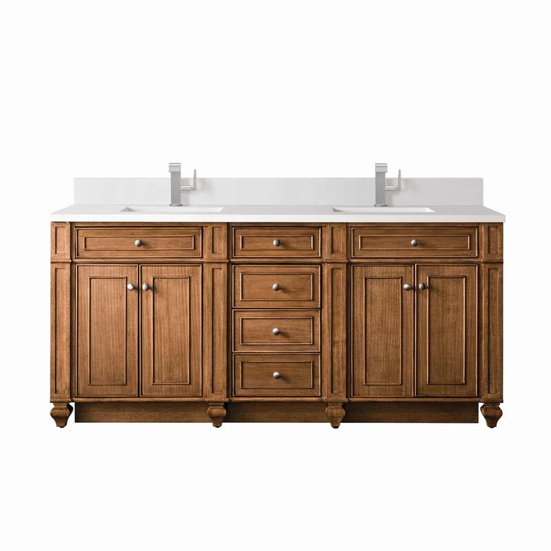 James Martin Vanities 157-V72-1WZ Bristol 72" Double Basin Walnut Wood - Saddle Brown