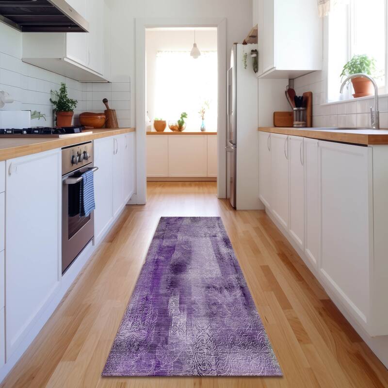 Premium Washable Super Soft Abstract Imprints Mayfield Rug - Purple - 2' 3" x 7' 6" - Runner