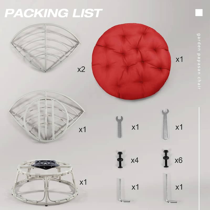 Cozywor Wicker Outdoor Patio Swivel Papasan Lounge Chair with Cushions