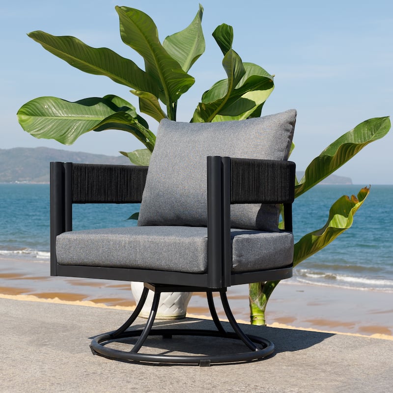 SAFAVIEH Outdoor Living Viola Swivel Chair - 28"W x 28"D x 26"H