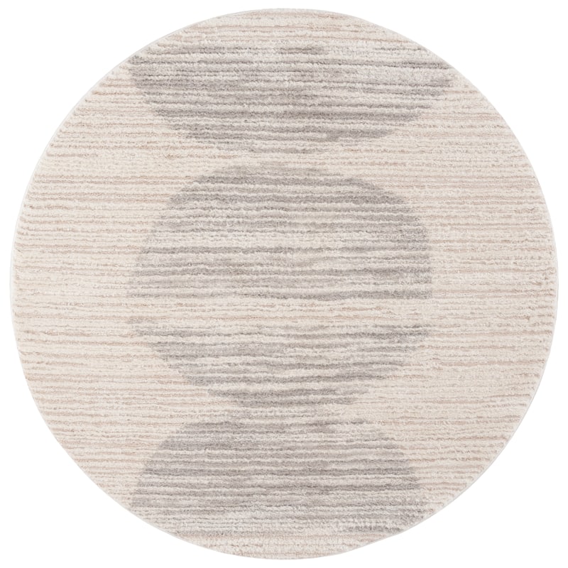 SAFAVIEH Seattle Gysele Shag Modern Contemporary 1-inch Thick Rug - 6'7" Round - Ivory/Grey