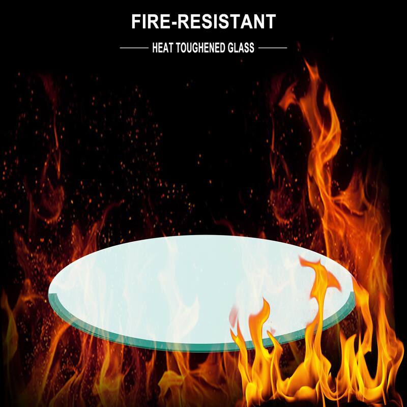 Coffee Table, Round Glass Table With Thick Beveled Polished Edge Glass Top, Heat Resistance Wear Resistance Glass Table