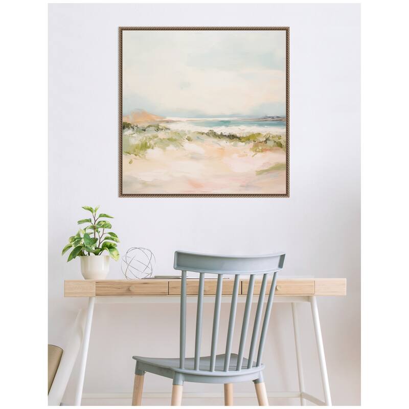Kate and Laurel Tranquil Landscape III Square by Amy Lighthall Framed Canvas Wall Art Print