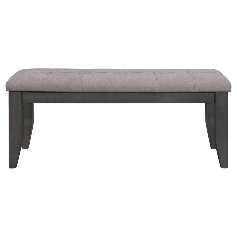 Lyla 47 Inch Dining Bench, Sleek Cushioned Seat, Rustic Gray Wood Frame