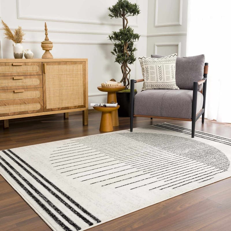 Hauteloom Angus Hallway, Kitchen Runner Rug - Black, Charcoal, Light Gray - 2'7" x 7'3"