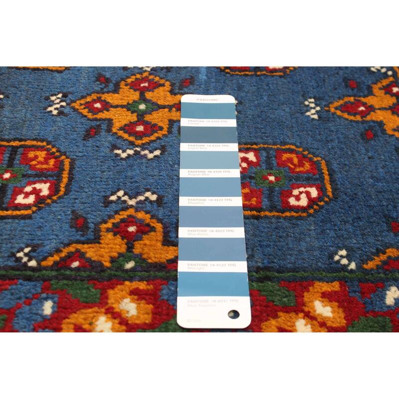 ECARPETGALLERY Hand-knotted Afghan Blue Wool Rug - 3'4 x 4'11