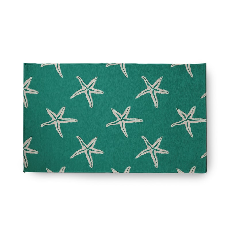 Starfish Beach Style Chenille Area Rug - Kelly Green - 18" x 30"