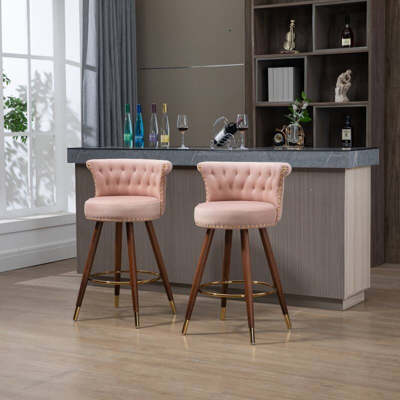 Swivel Bar Stools with Backrest Footrest - 21.85*20.08*36.02Inch