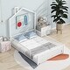 preview thumbnail 6 of 6, Full Size Platform Bed with Full- Length Guardrail, Metal House-shaped Bed with Chimney for Bedroom, Black