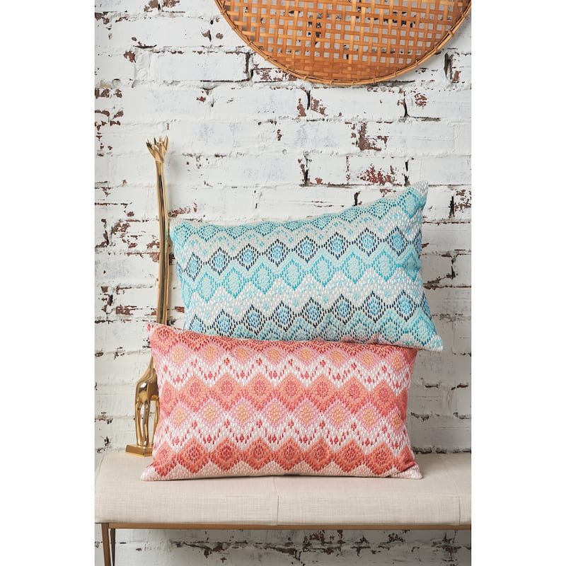 14"x 22" Darla Woven Geometric Diamond Cotton Decorative Throw Pillow