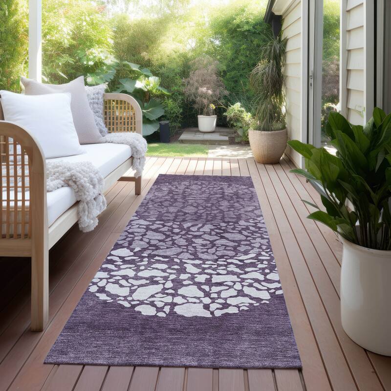 Machine Washable Indoor/ Outdoor Chantille Modern Mosaic Rug