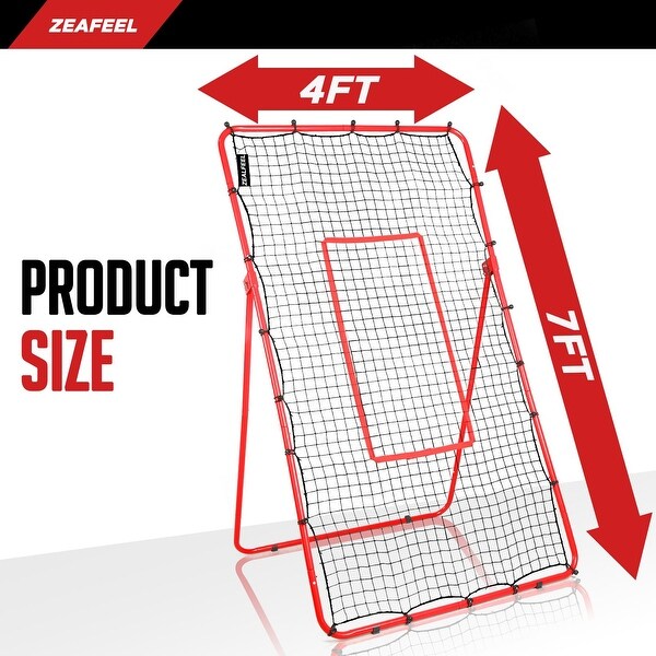 Zealfeel 4x7FT Lacrosse Rebounder with 5 Angles, Target Strip