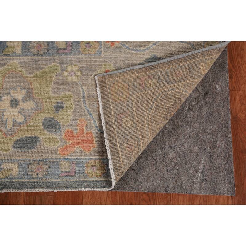 Hand Knotted Oriental 100% Wool Carpet Transitional All-Over Greys & Charcoal Oushak Area Rug - 11' 10'' X 8' 9''
