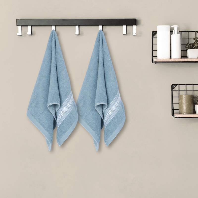 2 Pack Plaid Pattern Hand Towels, Comfort and Quick Drying Towel for Bathroom, Travel, Camp 14" x 30"