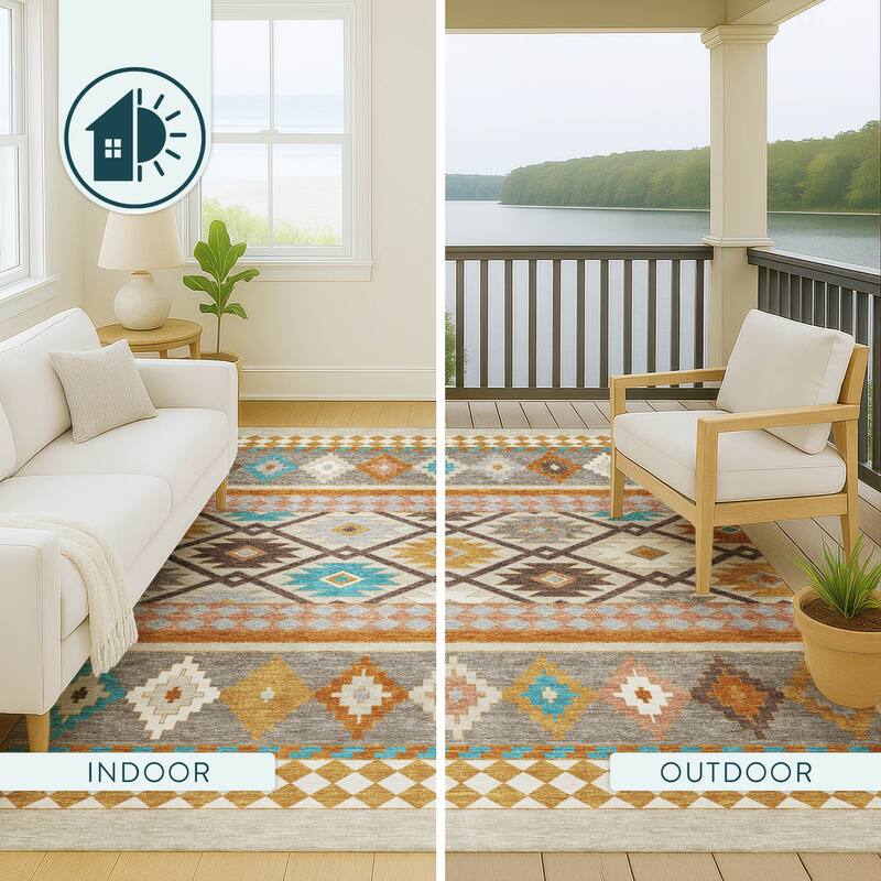 Machine Washable Indoor/ Outdoor Global Clemente Chantille Rug