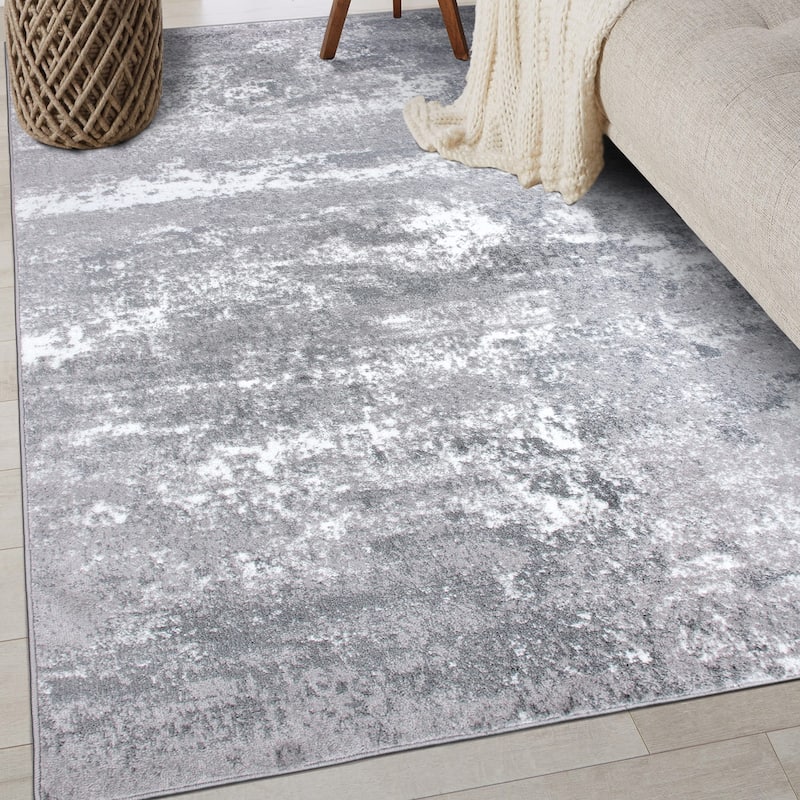World Rug Gallery Distressed Abstract Watercolor Area Rug
