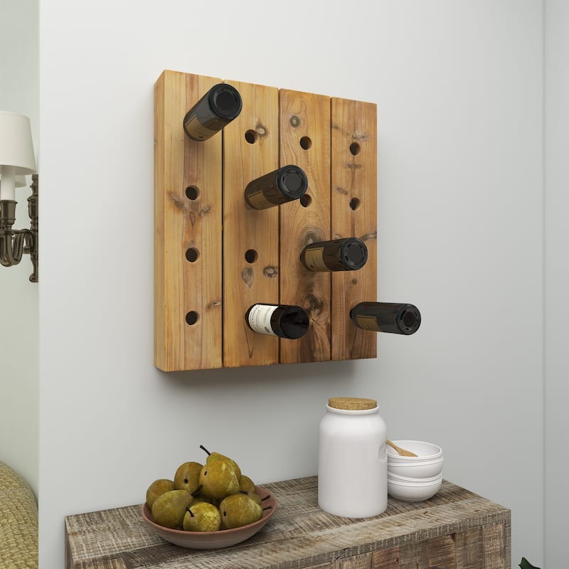 Wood Wall Wine Rack - Brown - Roche River Decor