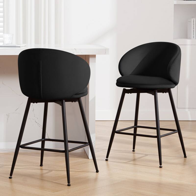 26"/30" Velvet Upholstered Swivel Counter/Bar Stools Set of 2/3