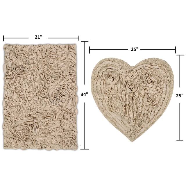 Home Weavers Bellflower Collection Absorbent Cotton 2 Piece Set Machine Washable Bath Rug