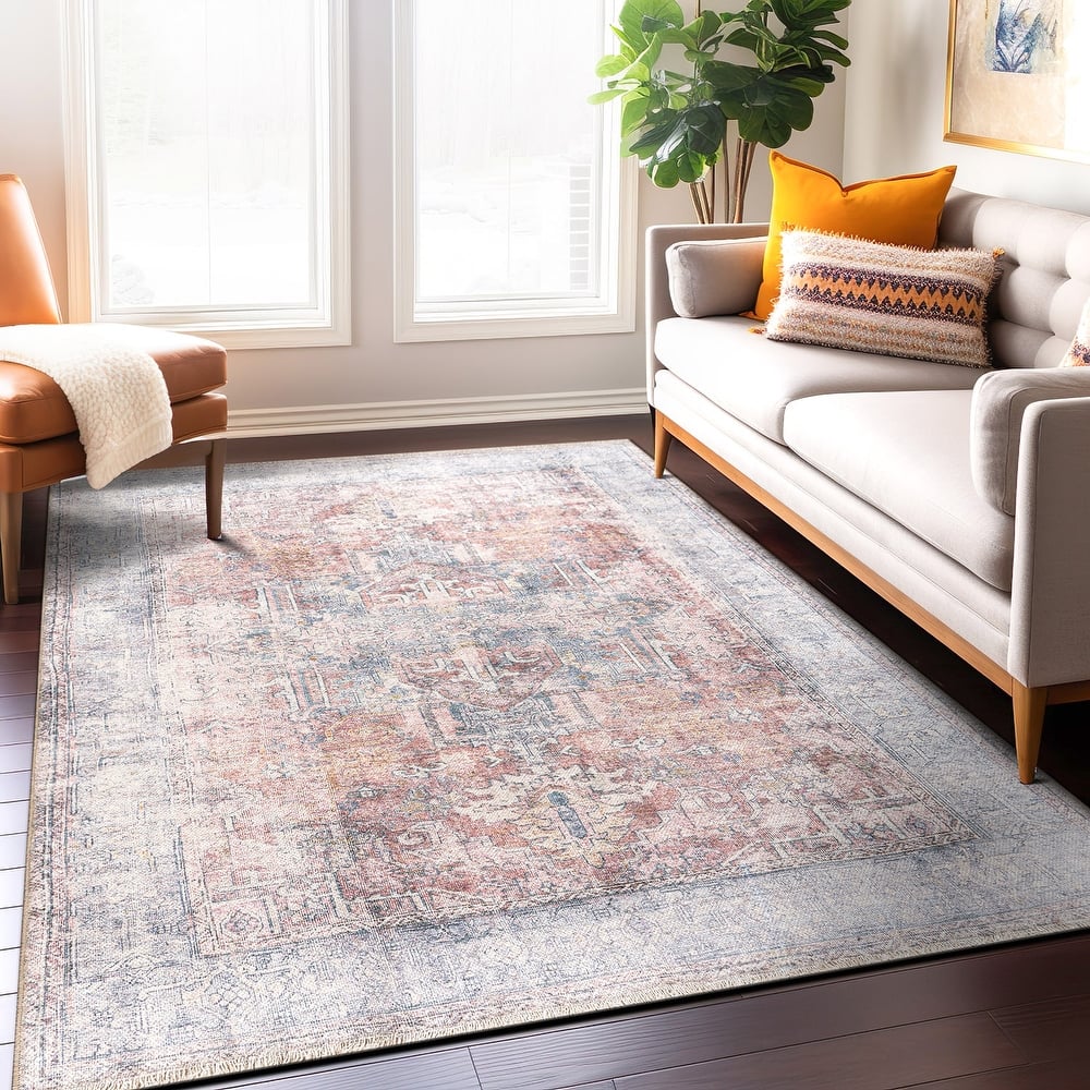 World Rug Gallery Vintage Transitional Boho Machine Washable Area Rug