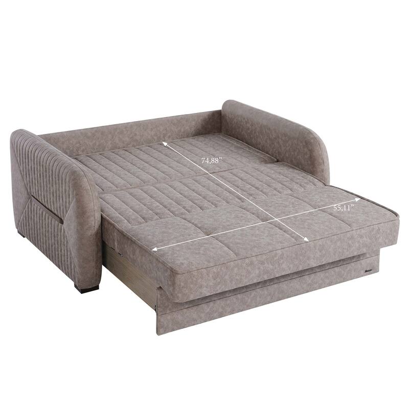 Collection Upholstered Convertible Loveseat With Storage