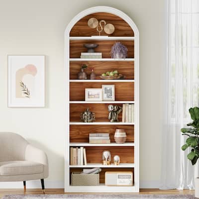 79.53" Tall Modern Arched Bookshelf for Living Room, Study