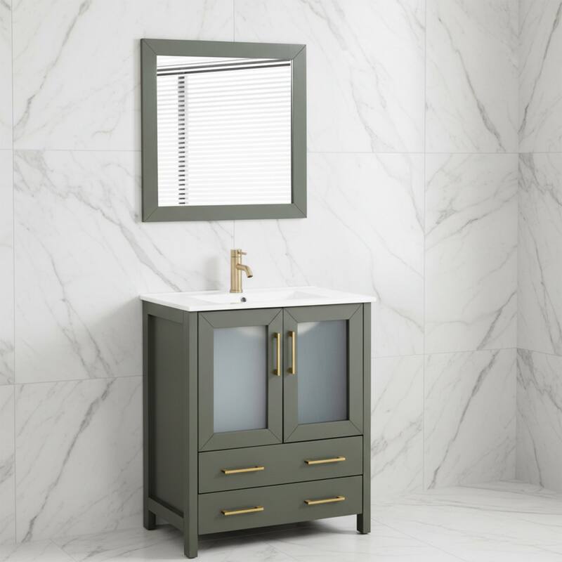 Vanity Art 30-in. Single-sink Bathroom Vanity w/ Wall Mirror - 29.1 W x 18.1 D x 35.8 H