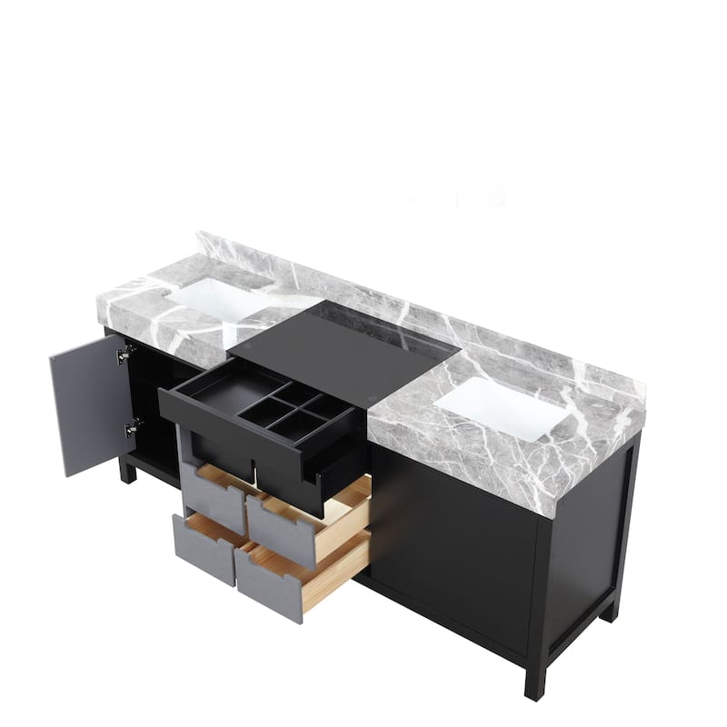Lexora Zilara Bathroom Vanity in Black and Grey With Contertop