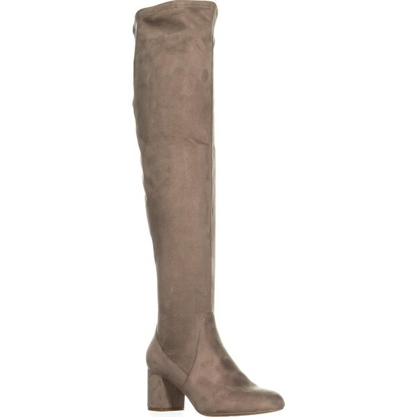 wide calf over the knee boots taupe