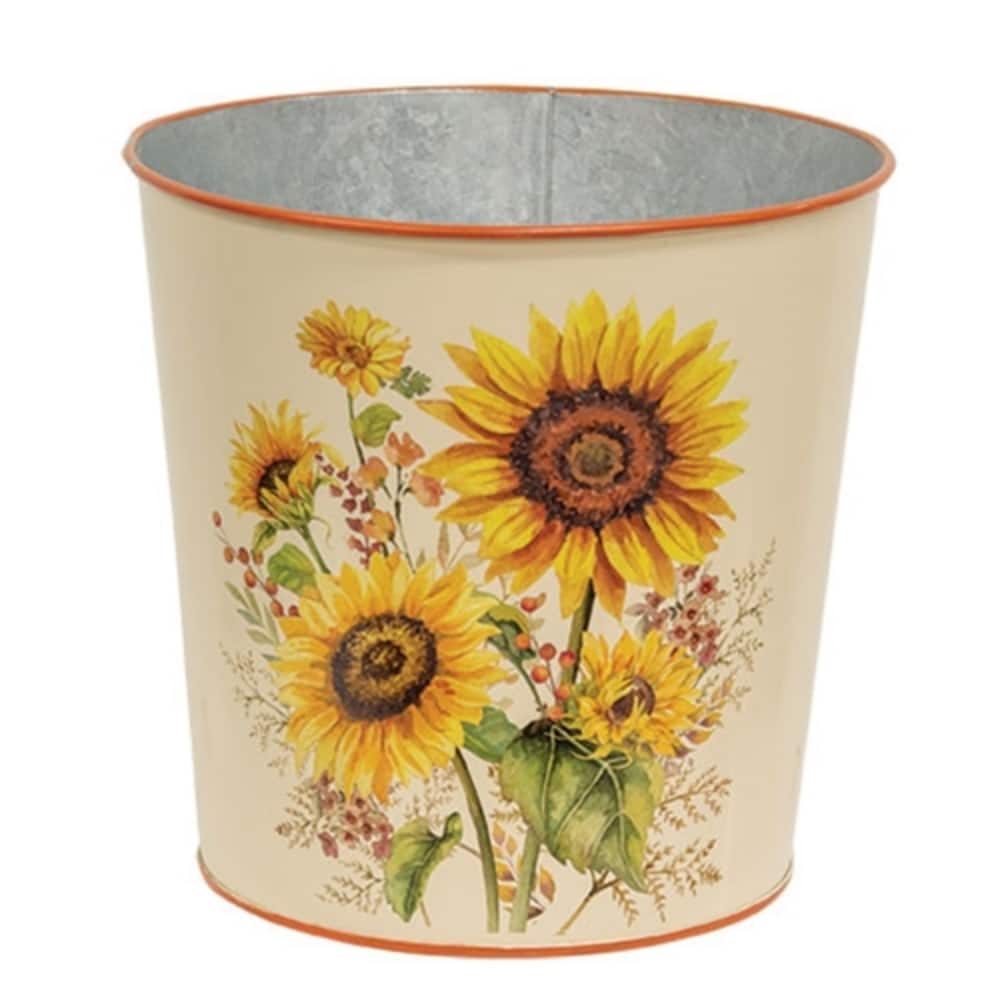 Fall Sunflowers and Berries Metal Bucket for Autumn Decor