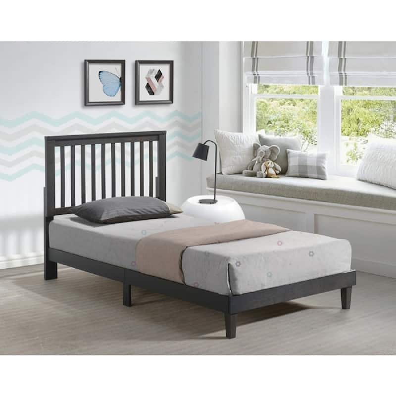 Modern Mission Style Platform Bed Frame, Cappuccino - Twin XL