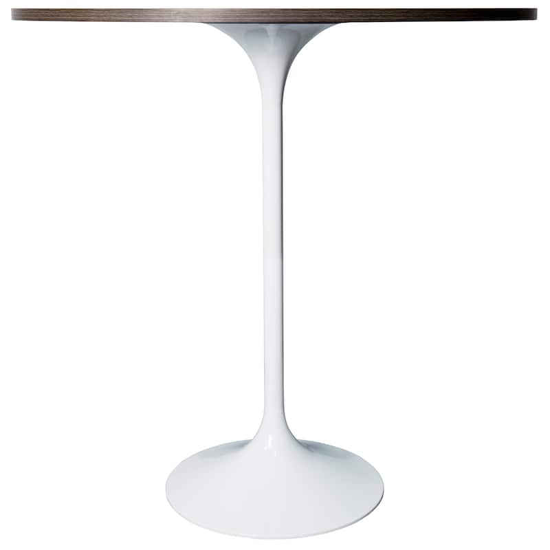 LeisureMod Verve 36" Round Dining Table with MDF Wood TableTop and White Steel Base for Kitchen & Dining Room