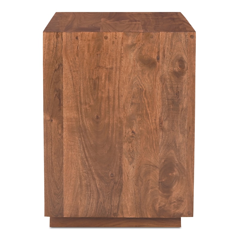 NADAAL STUDIOS Sterling Nightstand, Solid Acacia Wood with Live Edge Detail, Dark Brown