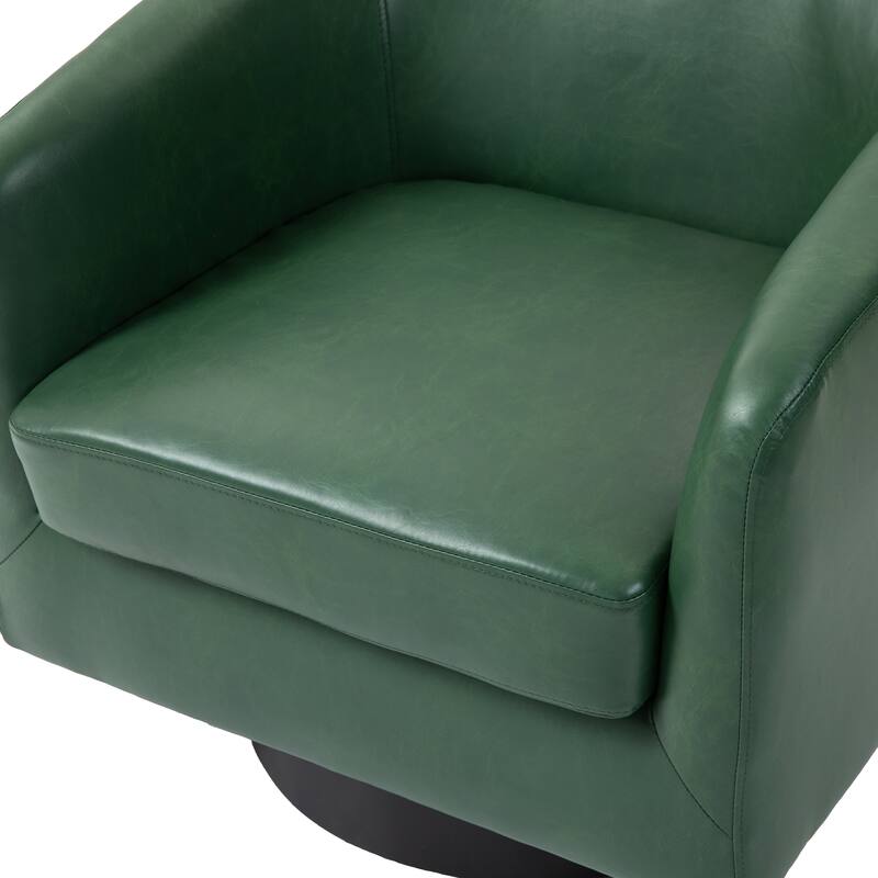 Faux Leather Accent Barrel Chair with Swivel Base