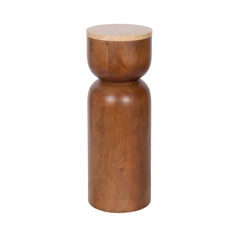 Kate and Laurel Teo Round Drink Table - Walnut Brown - 8x8x22