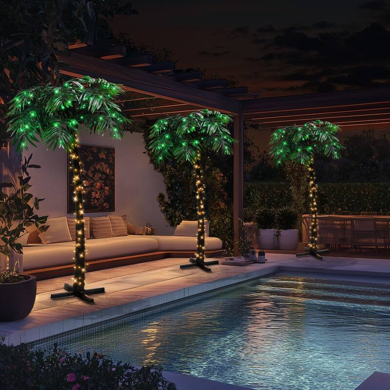 Puleo International 8' Pre-Lit Palm Tree