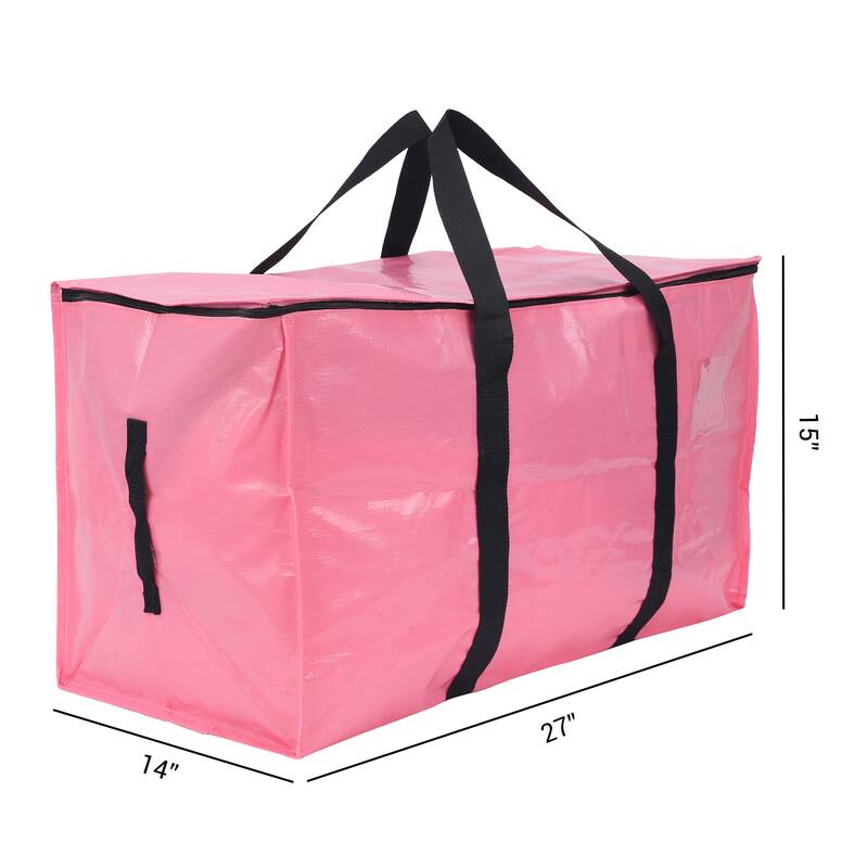 4 Packs Clothes Storage,Foldable Storage Bags,Moving Bags for Comforters,Closet Organizers and Storage with Handles 27*14*15in - Pink